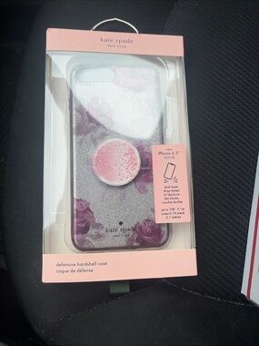 kate spade Pink Floral Glitter iPhone Case with Built-In Grip